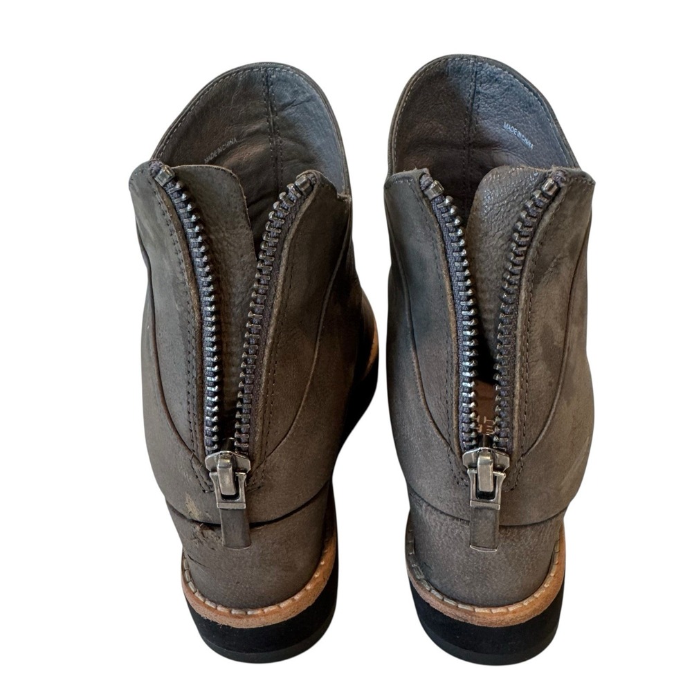 Eileen Fisher Clapton Gray‎ Graphite Nubuck Leather Wedge Bootie S1 Sz 5 - Picture 5 of 10